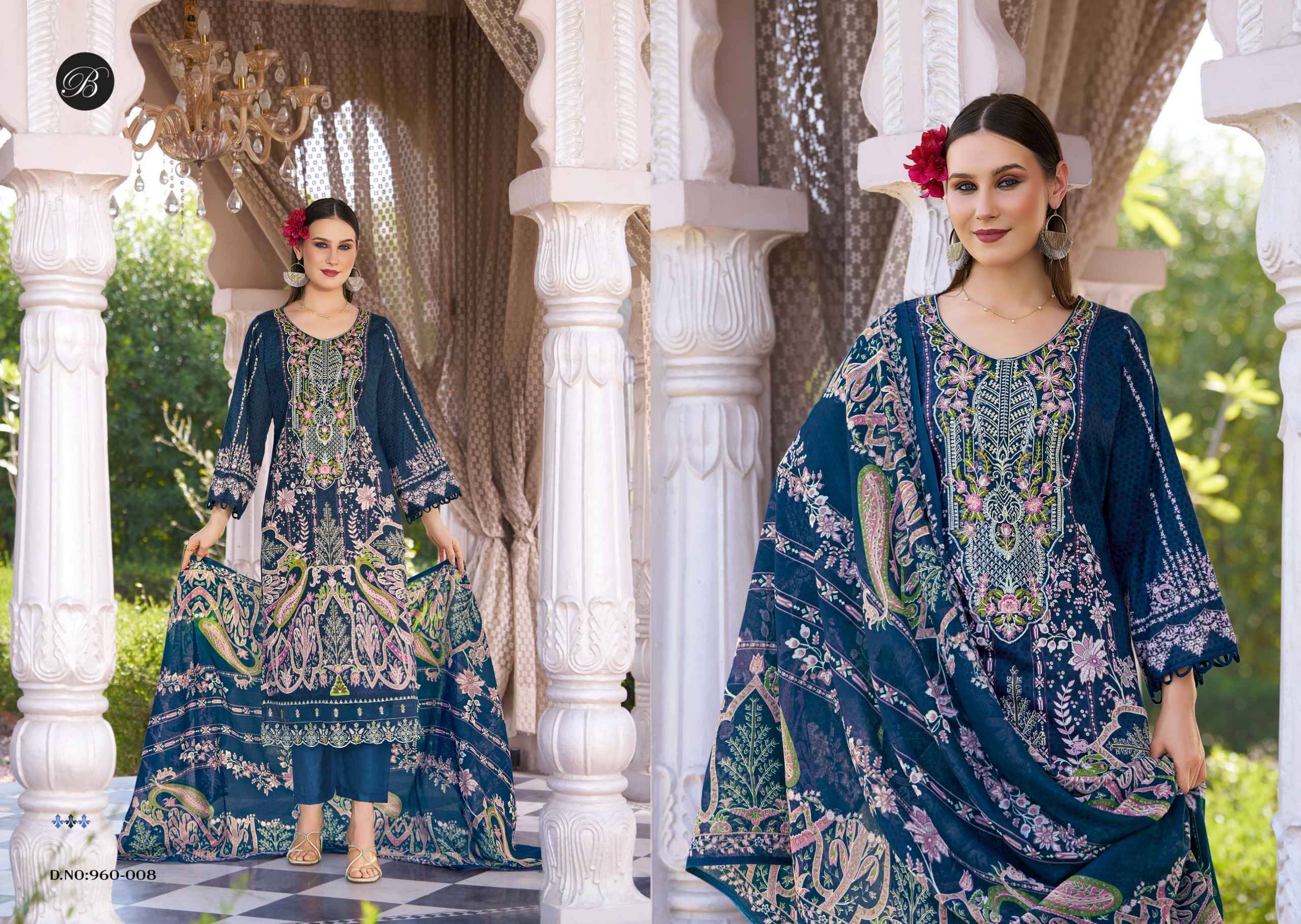 SAFIYA VOL 2 960 Series By BelliZa Pakistani Stylish Beautiful Colourful Printed & Embroidered Party Wear & Occasional Wear Pure cotton Dresses At Wholesale Price